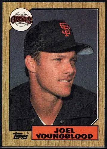 1985 Topps Joel Youngblood baseball card with original gloss from 1987 Topps #759