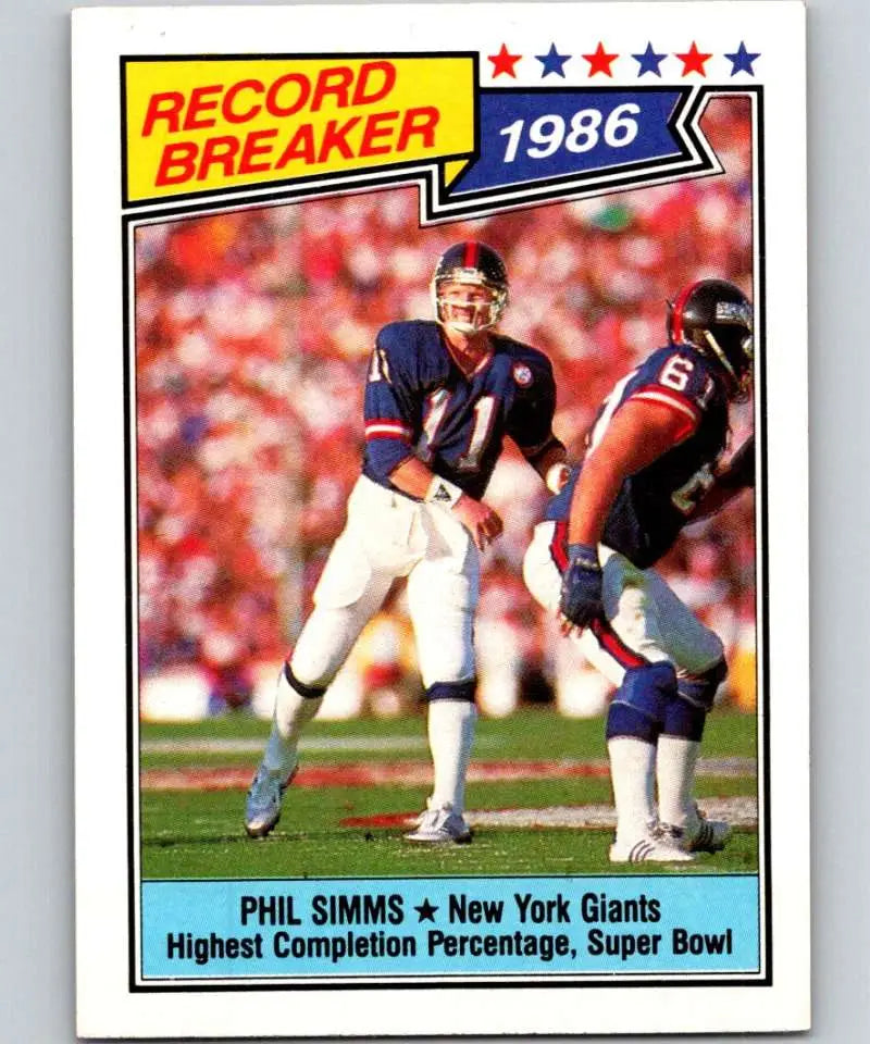 1987 Topps #8 Phil Simms EX Excellent New York Giants Football Card - Football Card Single