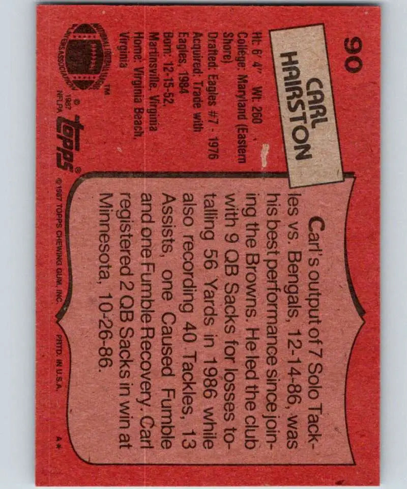 1987 Topps #90 Carl Hairston EX Excellent Cleveland Browns Football Card - Football Card Single
