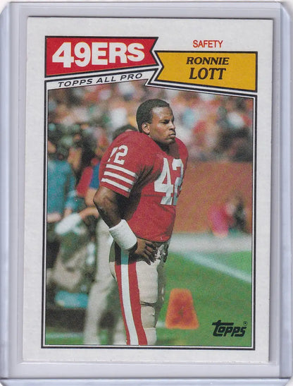Ronnie Lott 1987 Topps Football card featuring the San Francisco 49ers star player