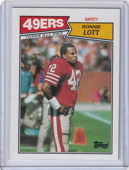 Ronnie Lott 1987 Topps Football card featuring the San Francisco 49ers star player