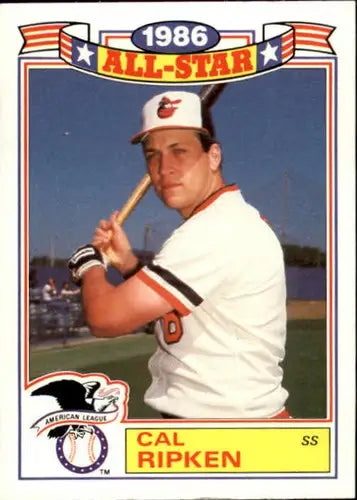 1986 Topps All-Star baseball card featuring Cal Ripken Jr original gloss in topps glossy series