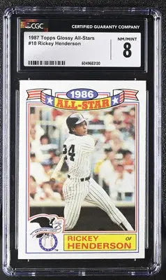 1987 Topps Glossy All-Stars Rickey Henderson #18 Baseball CGC 8