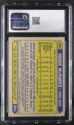 1987 Topps Mark McGwire #366 Baseball CGC 8