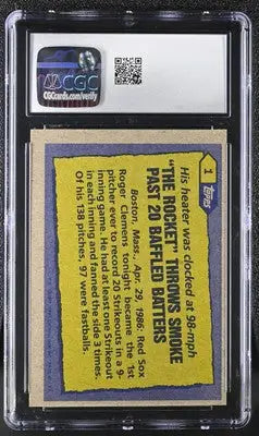 1987 Topps Roger Clemens #1 ’86 Record Breaker Baseball CGC 8