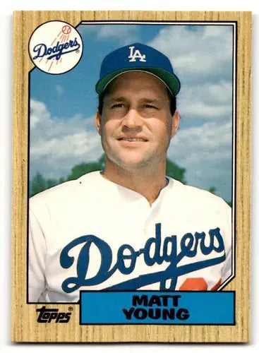 Original gloss 131t Matt Young Los Angeles Dodgers baseball card from 1987 Topps Traded