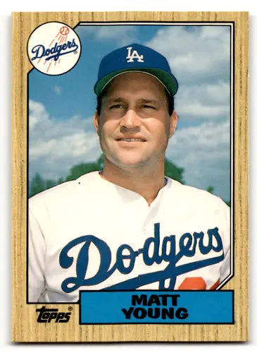 Original gloss 131T Matt Young baseball card from 1987 Topps Traded Dodgers