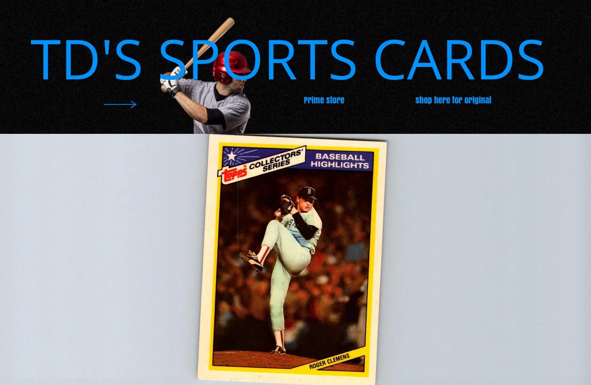 Baseball card featuring Roger Clemens from 1987 Topps Woolworth Baseball Highlights series