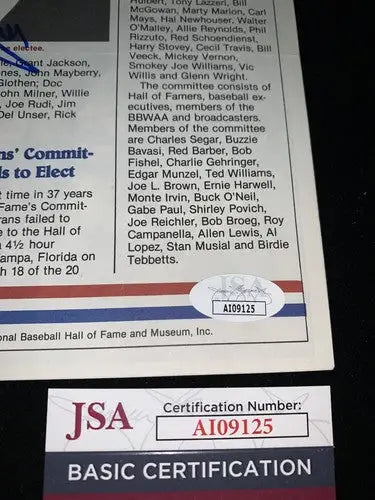 1988 Baseball Cooperstown Hall of Fame Willie Stargell Newsletter JSA Auto - Sports Memorabilia