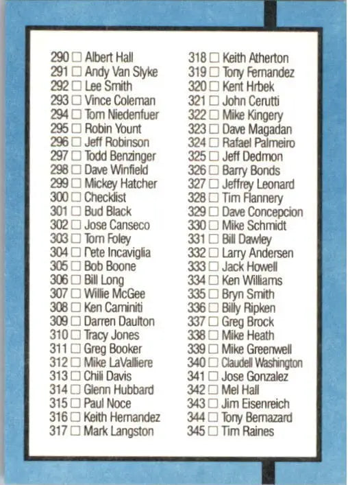 1988 Checklist Donruss Baseball Card #300