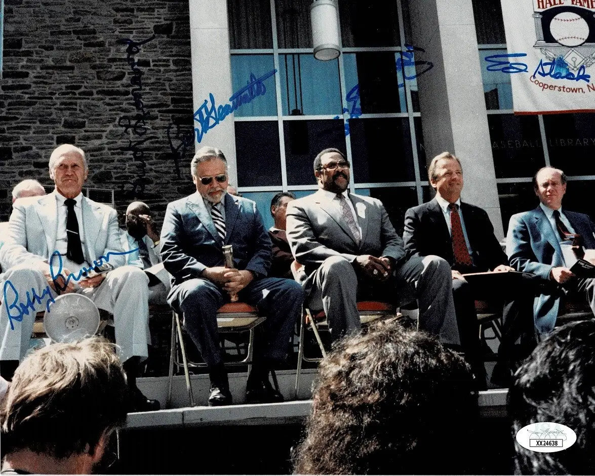 1988 Cooperstown HOF Stage PHOTO Willie Stargell Giamatti Buck Leonard JSA Auto