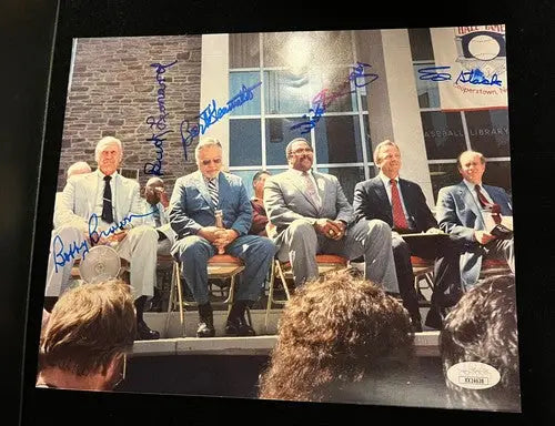 1988 Cooperstown HOF Stage PHOTO Willie Stargell Giamatti Buck Leonard JSA Auto - Sports Memorabilia
