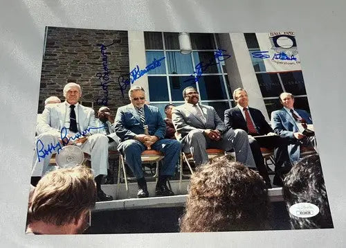 1988 Cooperstown HOF Stage PHOTO Willie Stargell Giamatti Buck Leonard JSA Auto - Sports Memorabilia