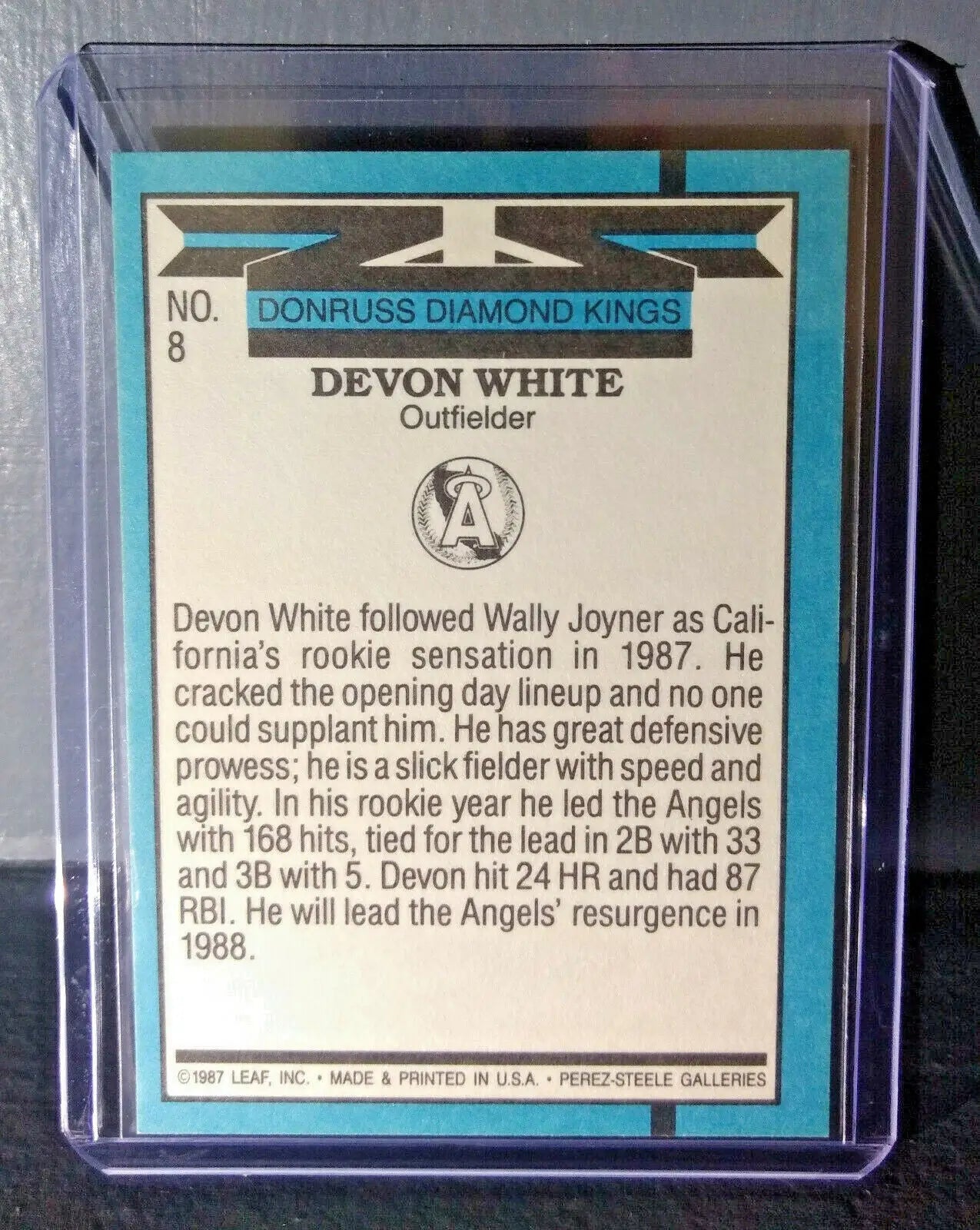 1988 Devon White Donruss Diamond Kings #8 Baseball Card - Baseball Card Single