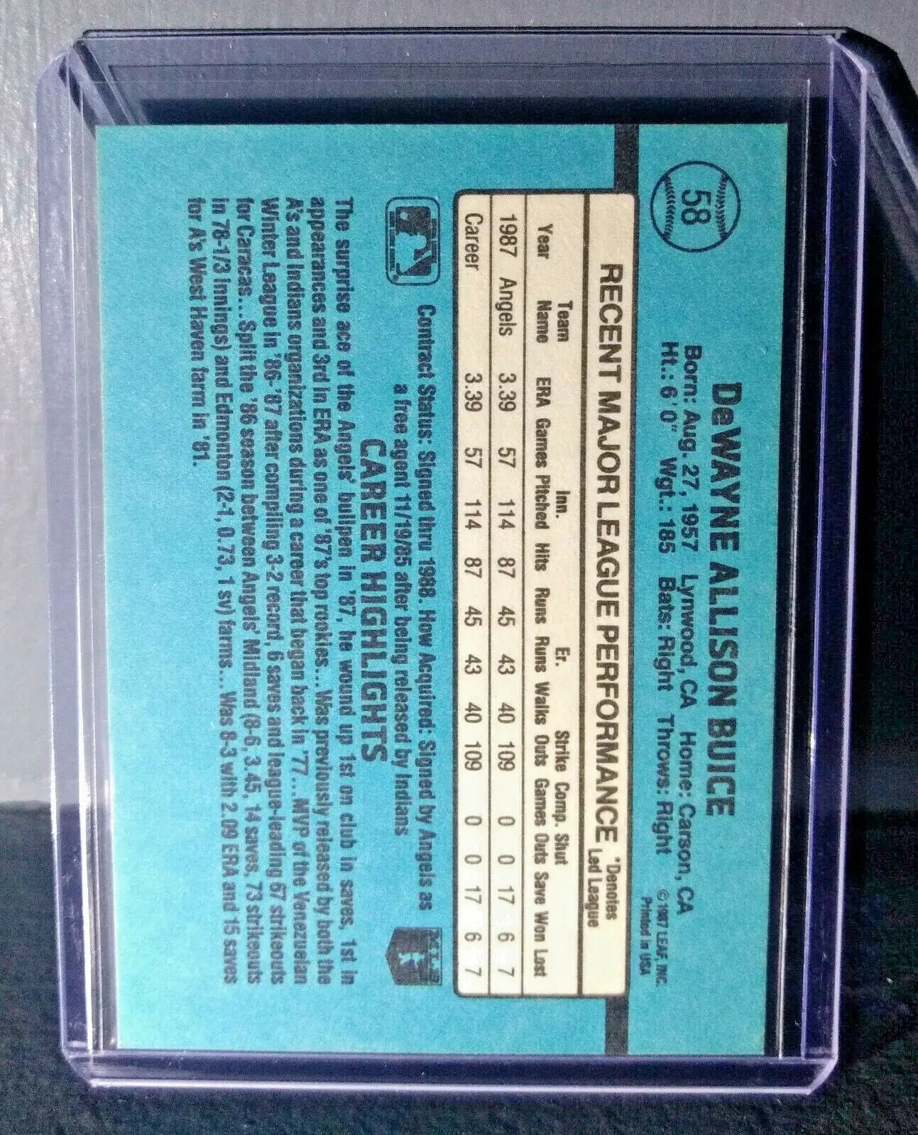 1988 DeWayne Buice Donruss Rookie #58 Baseball Card