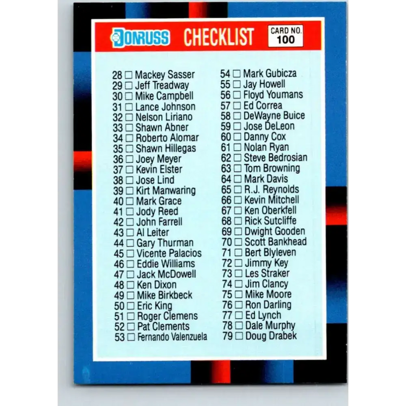 1988 Donruss #100a Checklist 28-137 EX Baseball Card - Baseball Card Single