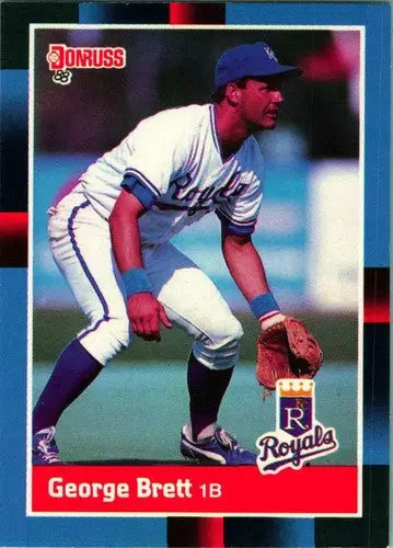 Original gloss George Brett baseball card from 1988 Donruss #102 Royals for sports cards collectors