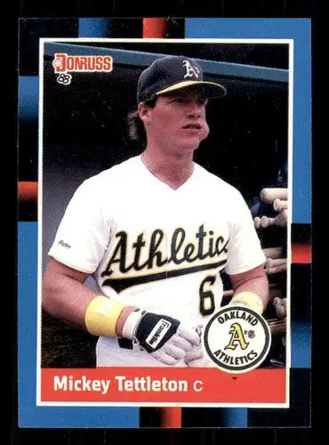 Original gloss Mickey Tettleton baseball card from 1988 Donruss #103 Athletics