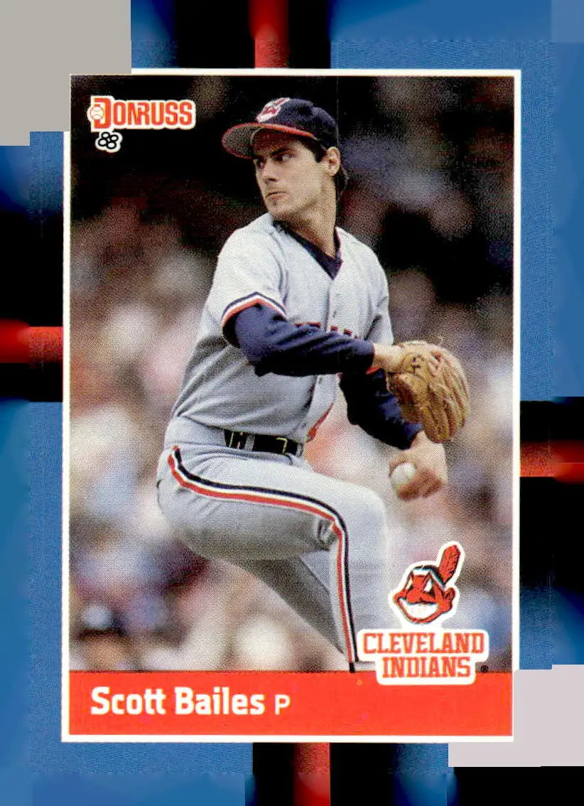 1988 Donruss Scott Bailes baseball card featuring Cleveland Indians pitcher Scott Bailes