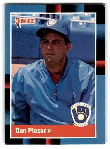 Original gloss Dan Plesac baseball card 1988 Donruss mint Brewers ID 67300