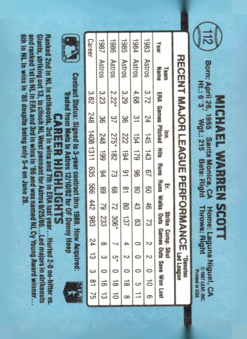 1988 Donruss #112 Mike Scott - Baseball Card Single