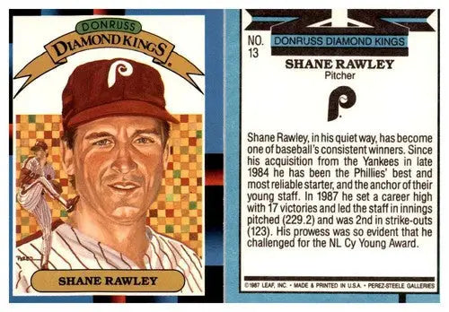 Original gloss Shane Rawley baseball card 1988 Donruss #13 featuring Simply Sandoval