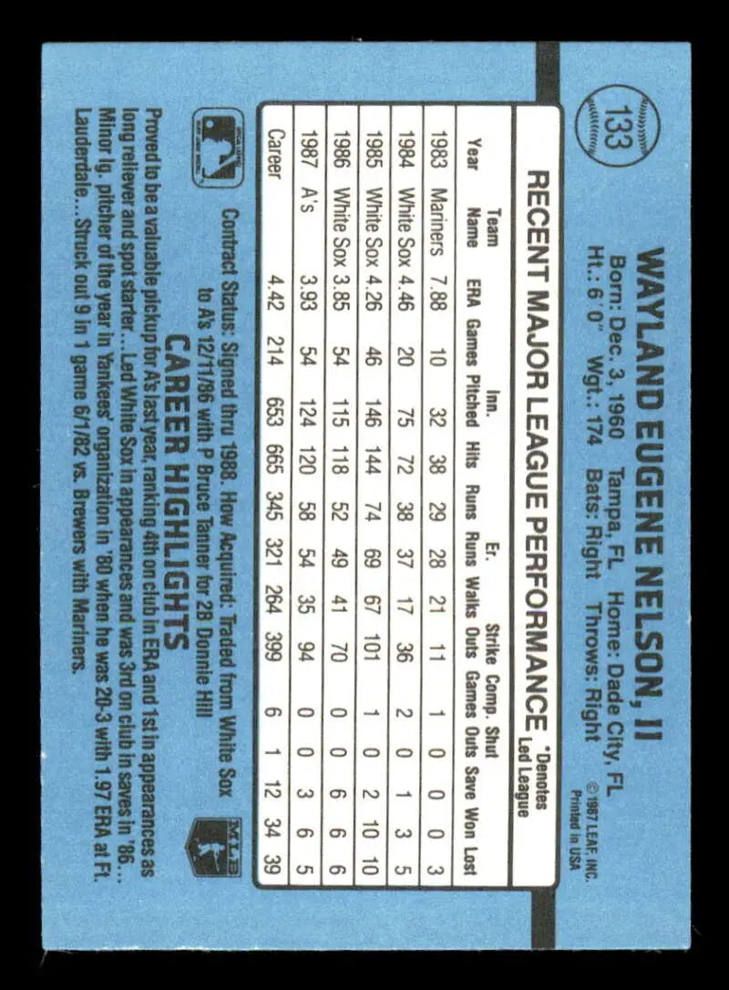 1988 Donruss #133 Gene Nelson NM-MT Oakland Athletics Baseball Card - Baseball Card Single