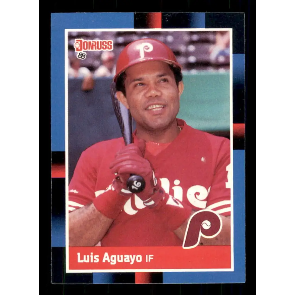 1988 Donruss #185 Luis Aguayo EX Philadelphia Phillies Baseball Card Image 1