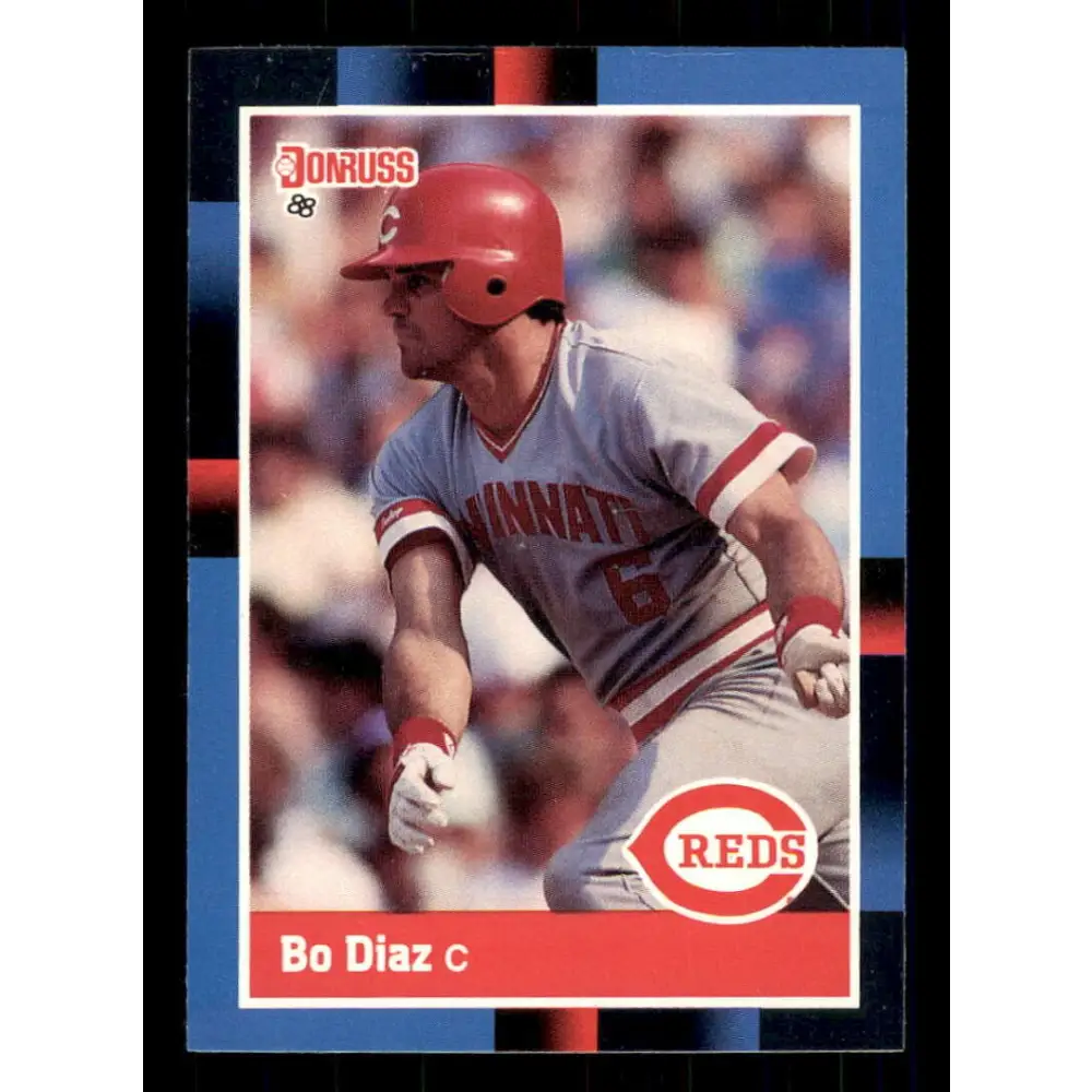 1988 Donruss #186 Bo Diaz EX Cincinnati Reds Baseball Card Image 1
