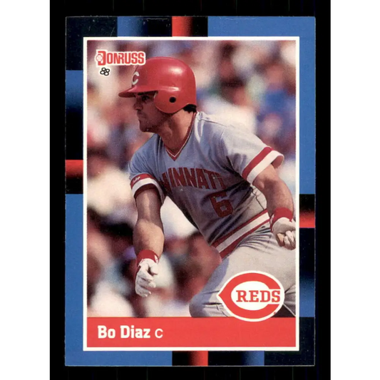 1988 Donruss #186 Bo Diaz EX Cincinnati Reds Baseball Card Image 1