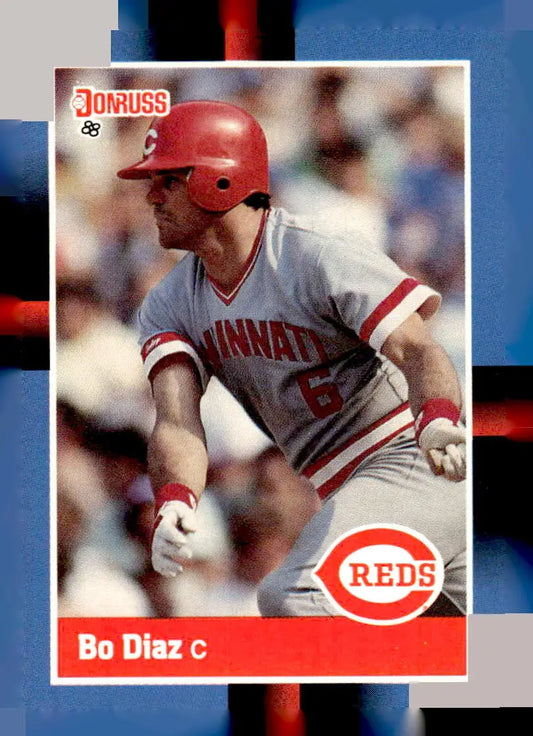 1988 Donruss 186c Bo Diaz Cincinnati Reds baseball card front view