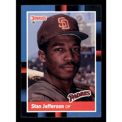 1988 Donruss #187 Stan Jefferson EX San Diego Padres Baseball Card Image 1