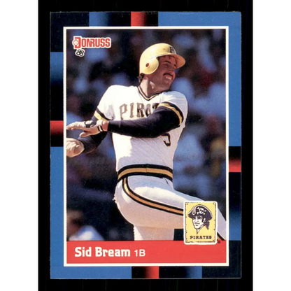 1988 Donruss #188 Sid Bream EX Pittsburgh Pirates Baseball Card Image 1