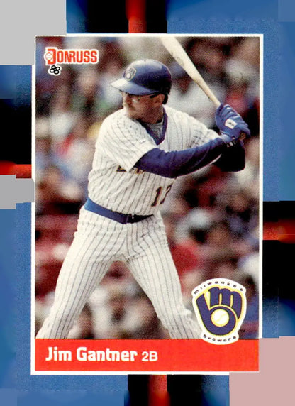 Jim Gantner baseball card from 1988 Donruss featuring Milwaukee Brewers uniform