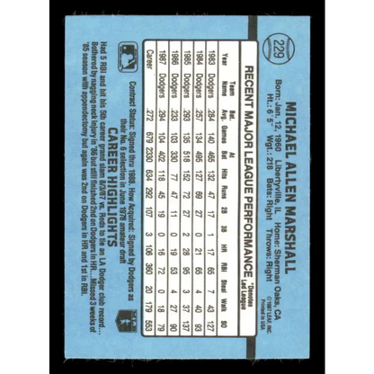1988 Donruss #229 Mike Marshall EX Los Angeles Dodgers Baseball Card