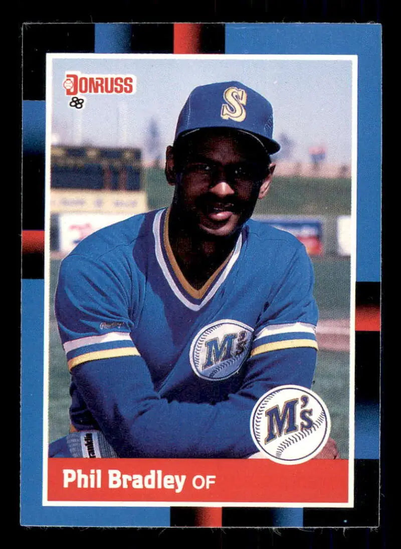 1988 Donruss #243 Phil Bradley NM-MT Seattle Mariners Baseball Card - Baseball Card Single