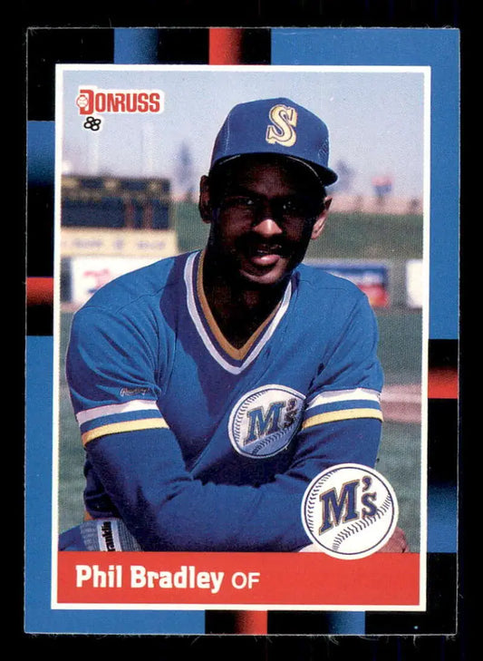 1988 Donruss #243 Phil Bradley NM-MT Seattle Mariners Baseball Card - Baseball Card Single