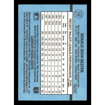 1988 Donruss #246 Ron Oester EX Cincinnati Reds Baseball Card Image 2