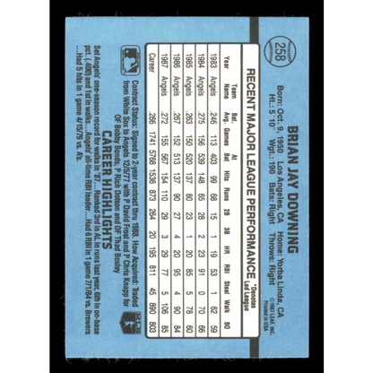 1988 Donruss #258 Brian Downing EX California Angels Baseball Card Image 2