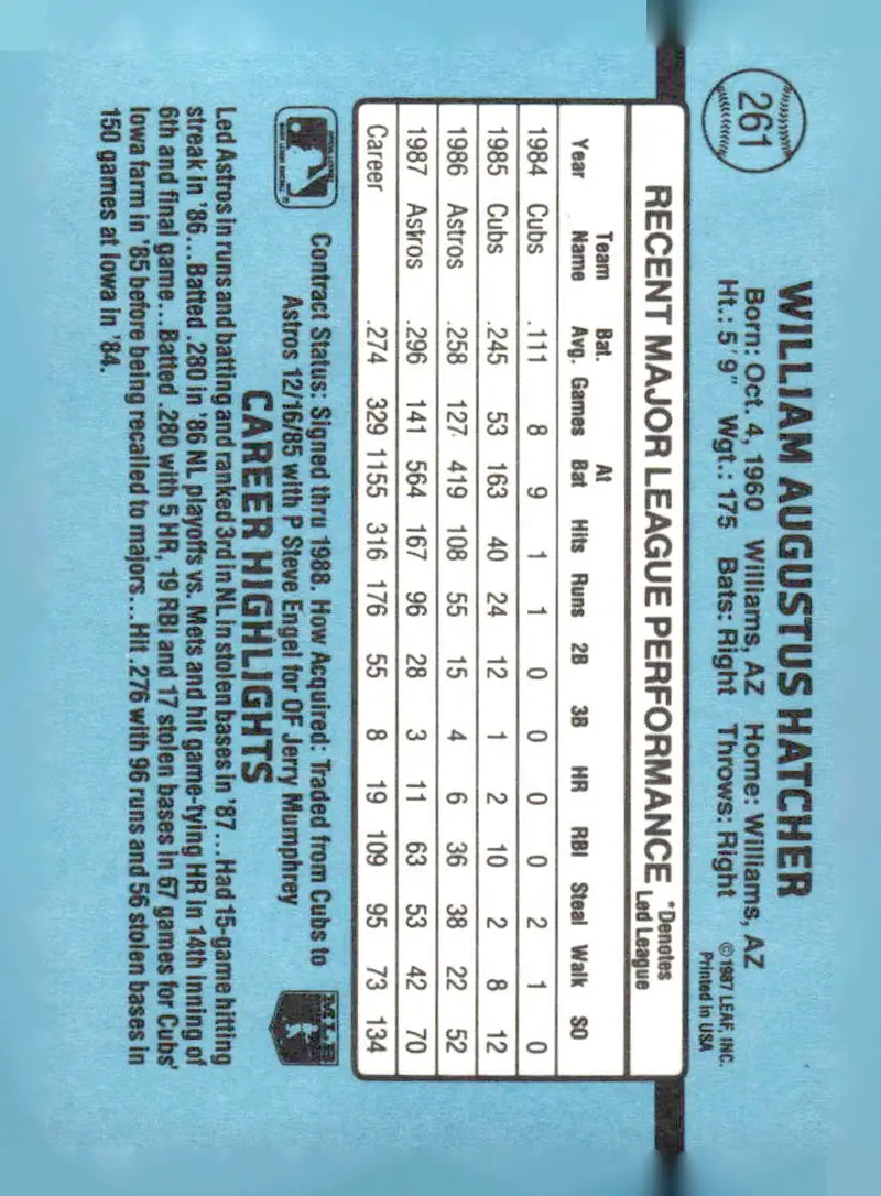 1988 Donruss #261c Billy Hatcher - Baseball Card Single