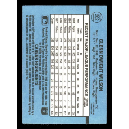 1988 Donruss #262 Glenn Wilson EX Philadelphia Phillies Baseball Card Image 2