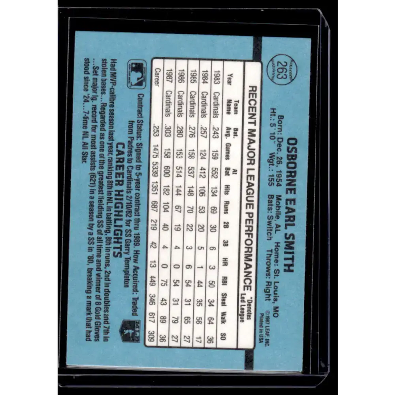 1988 Donruss #263 Ozzie Smith St. Louis Cardinals NM-MT Baseball Card - Baseball Card Single