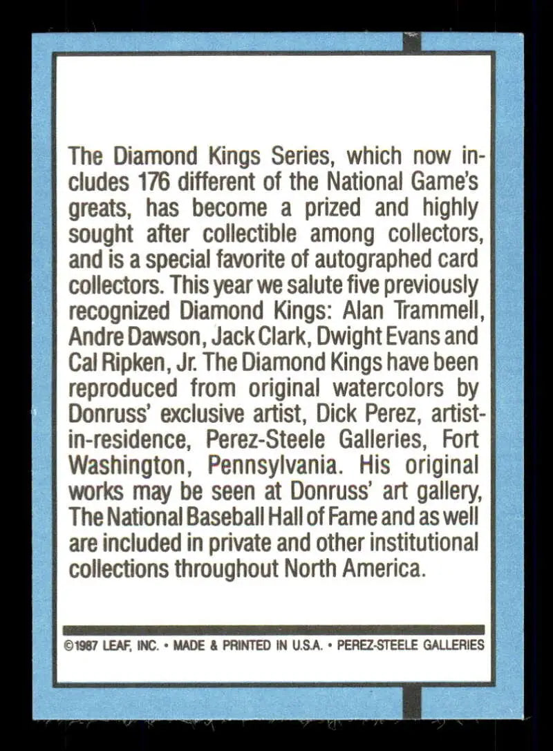 1988 Donruss #27 Diamond Kings Checklist 1-26 NM-MT Baseball Card - Baseball Card Single