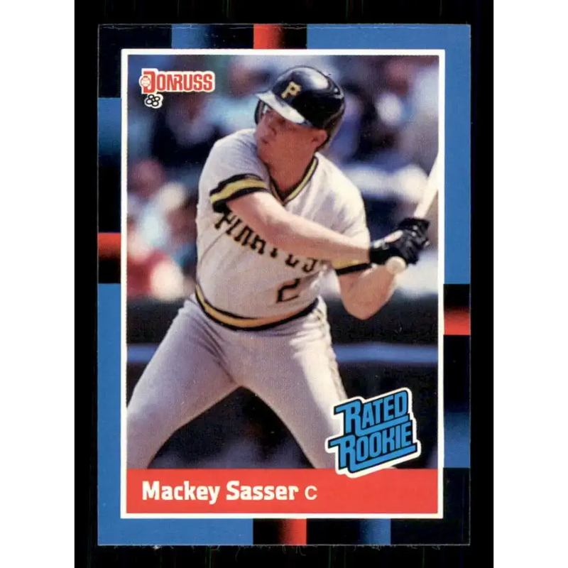 1988 Donruss #28 Mackey Sasser EX RC Rookie Pittsburgh Pirates Baseball Card - Baseball Card Single