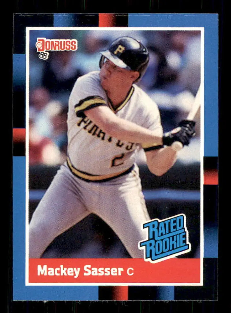 1988 Donruss #28 Mackey Sasser NM-MT RC Rookie Pittsburgh Pirates Baseball Card - Baseball Card Single