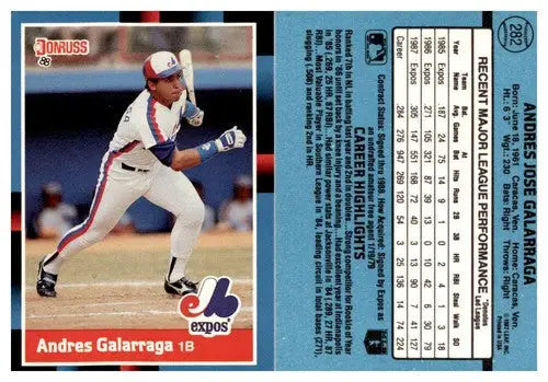 Original gloss of Andres Galarraga baseball card from 1988 Donruss Simply Sandoval collection