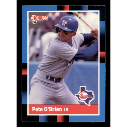 1988 Donruss #284 Pete O'Brien EX Texas Rangers Baseball Card Image 1