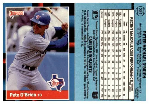Original gloss Pete O’Brien baseball card from 1988 Donruss Simply Sandoval collection