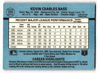 1988 Donruss Kevin Bass Houston Astros baseball card with original gloss