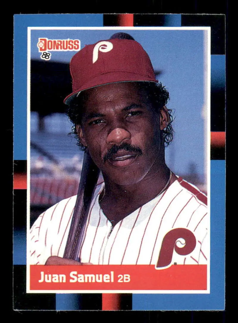 1988 Donruss #288 Juan Samuel NM-MT Philadelphia Phillies Baseball Card - Baseball Card Single